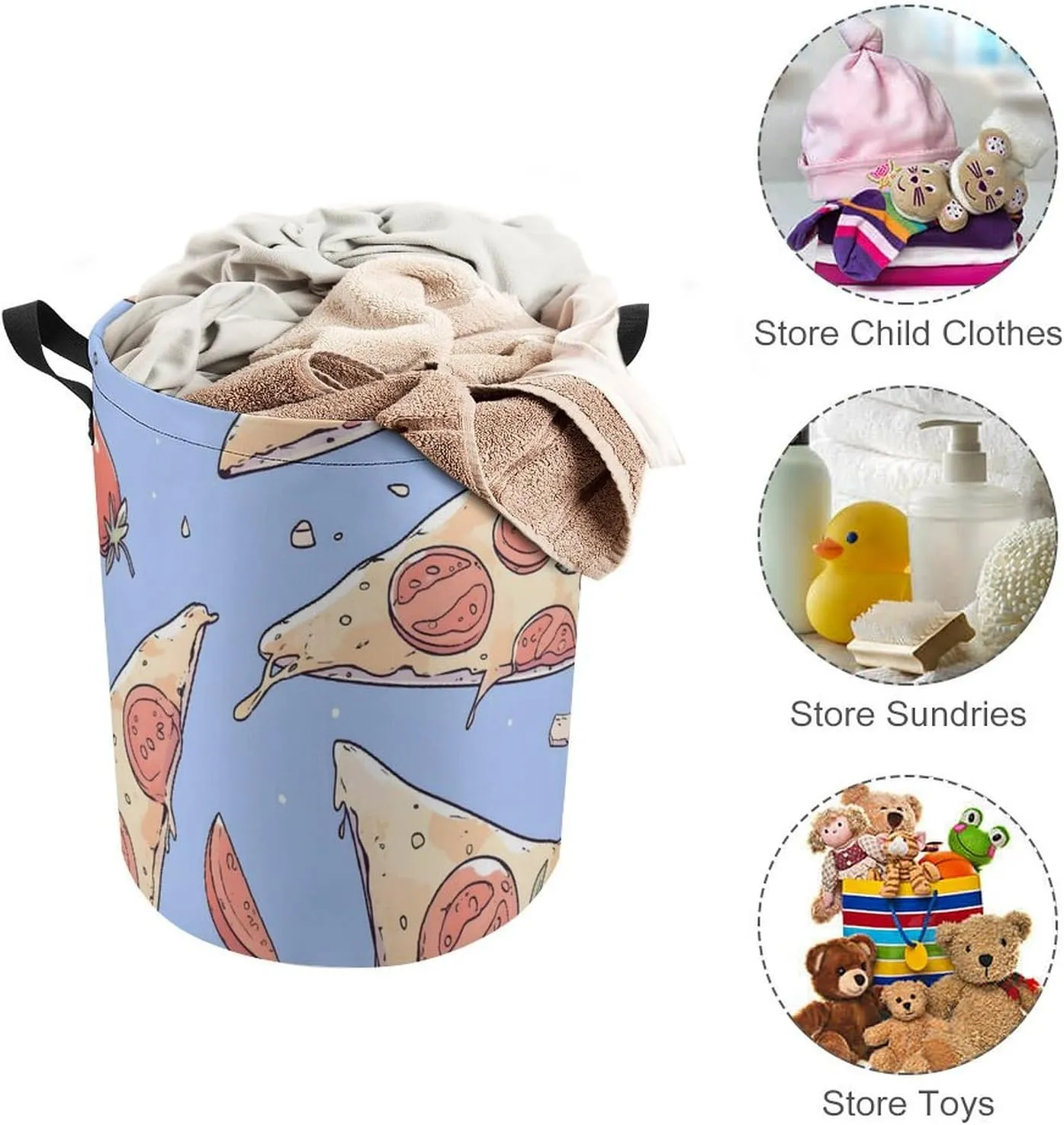 Laundry Hampers, Large Drawstring Laundry Bag, Removable Laundry Bags, Collapsible Storage Bin with Handles for Home Organization, Kids Room, Nursery Pattern