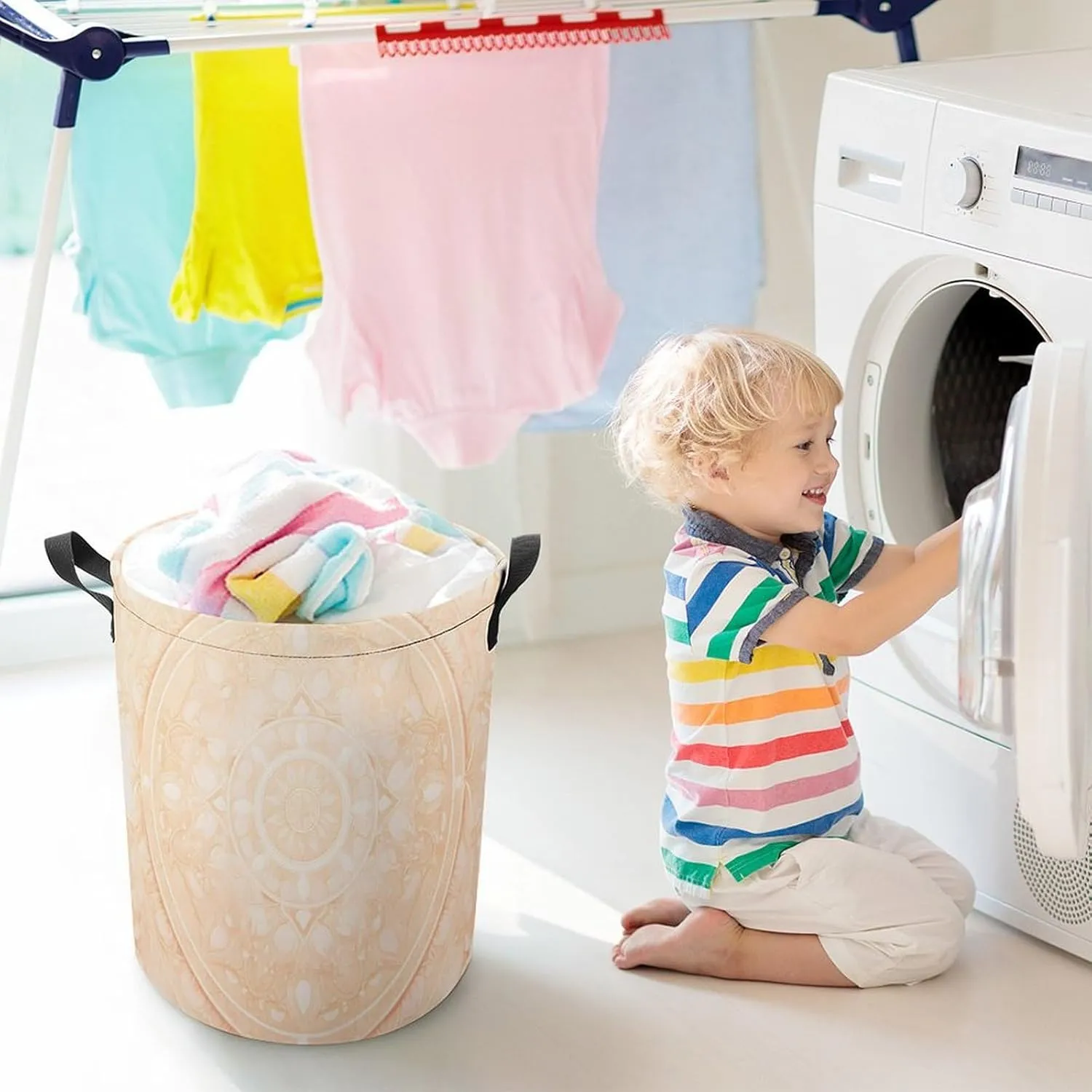 Laundry Hampers, Large Drawstring Laundry Bag, Removable Laundry Bags, Collapsible Storage Bin with Handles for Home Organization, Kids Room, Nursery Tints And Shades