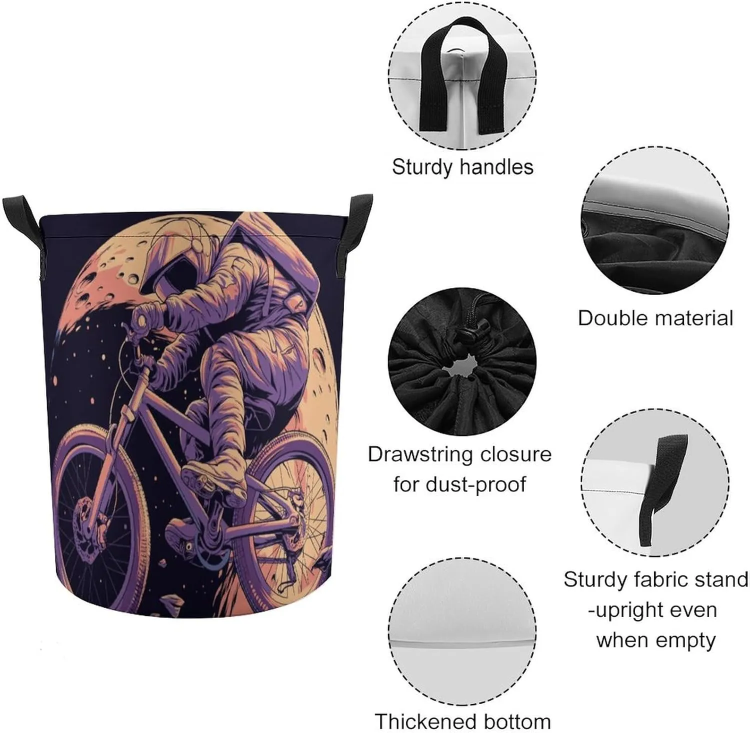 Laundry Hampers, Large Drawstring Laundry Bag, Removable Laundry Bags, Collapsible Storage Bin with Handles for Home Organization, Kids Room, Nursery Vehicle