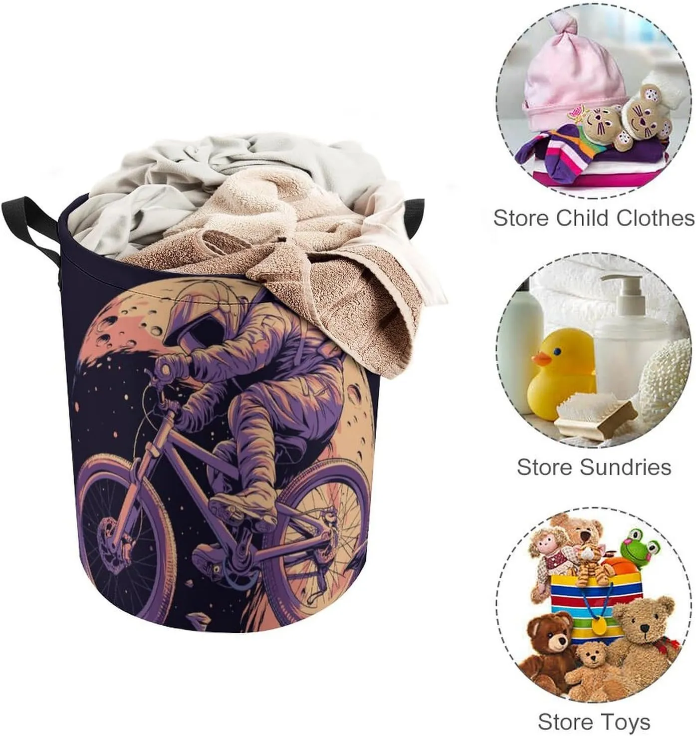 Laundry Hampers, Large Drawstring Laundry Bag, Removable Laundry Bags, Collapsible Storage Bin with Handles for Home Organization, Kids Room, Nursery Vehicle