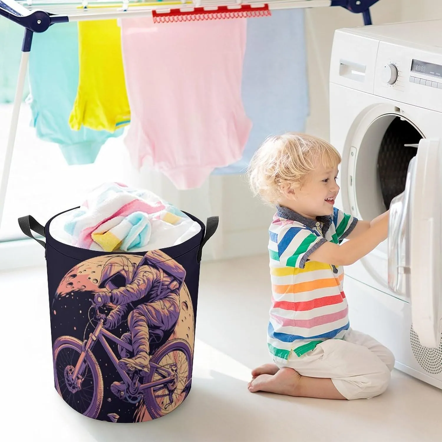 Laundry Hampers, Large Drawstring Laundry Bag, Removable Laundry Bags, Collapsible Storage Bin with Handles for Home Organization, Kids Room, Nursery Vehicle