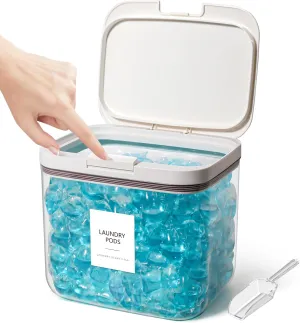 Laundry Pods Container, 1 Pack 4.76 qt. / 152 fl oz Powder Holder Dispenser for Laundry Room Organization Decor, Plastic Pod Beads Detergent Containers for Storage