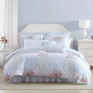 Laura Ashley - Comforter Set, Super Soft Bedding with Matching Shams, Includes Bonus Throw Pillow Covers, Chic Room Decor (Hope Patchwork Blue, Twin)