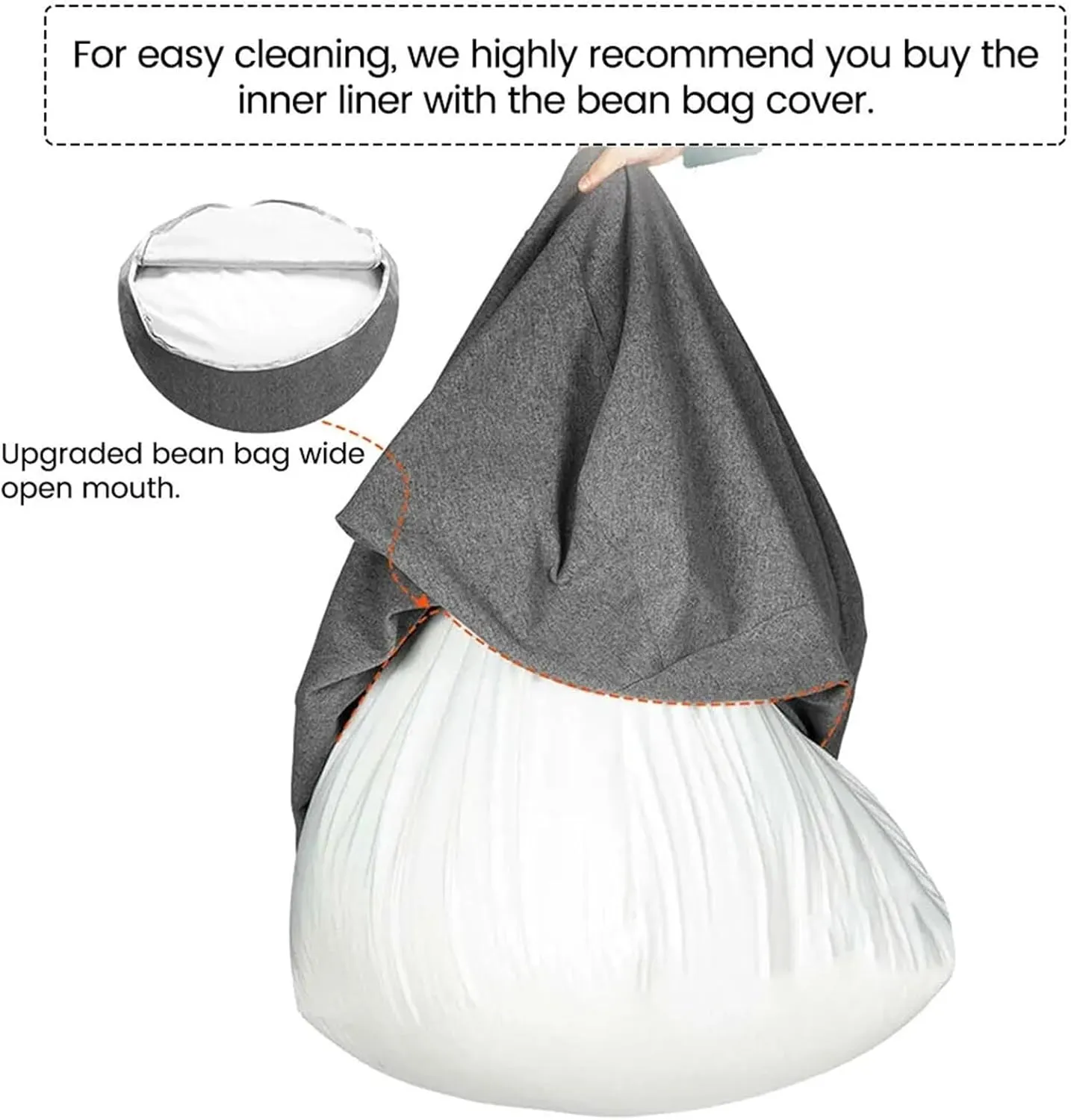 Lazy Sofa Bean Bag Liner Inner For Teens, Kids And Adults 2/3/4/5/6/7ft Pouf Insert Liner Cover Bean Bag Chair EPS Foam Inner Giant Sofa Sac Lining Laundry Wash Bags Mesh(Inner-no mesh cover,D200cm-D6