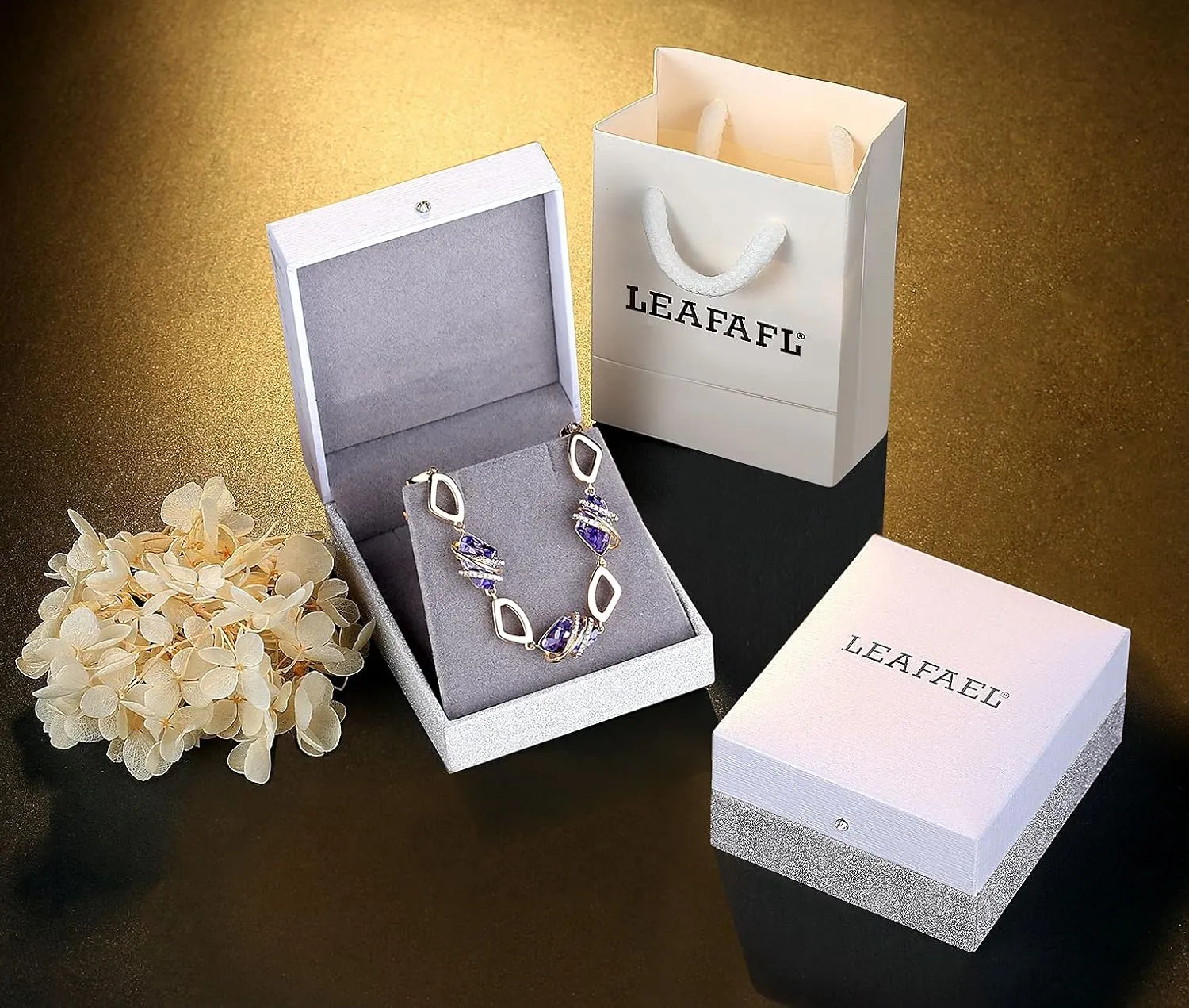 Leafael Wish Stone Link Charm Bracelet with Birthstone Crystals, Rose Gold Plated or Silver-tone, 7" 2"