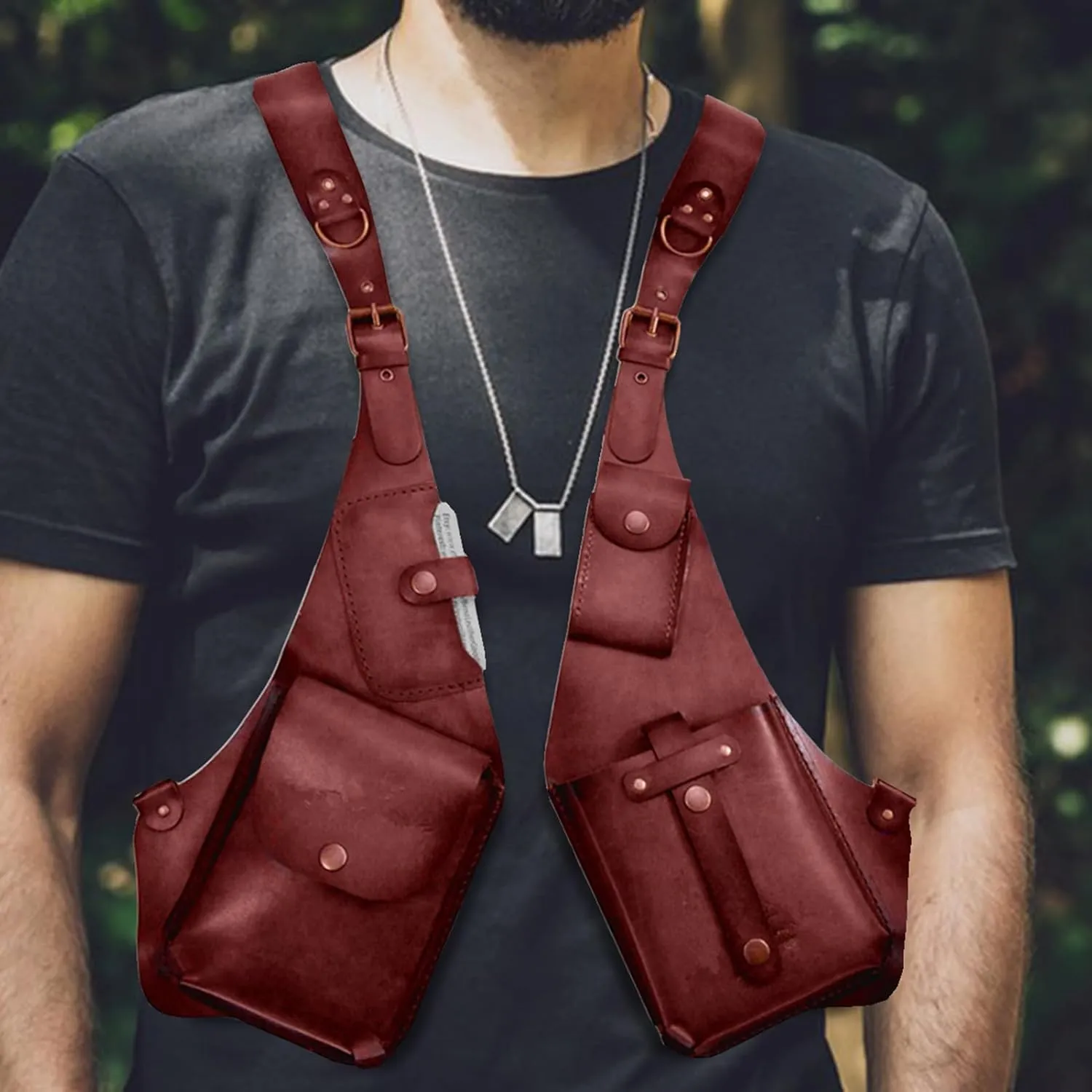 Leather Shoulder Bag For Men, Anti Theft Harness Bag For Men, Medieval Leather Underarm Shoulder Bag, Adjustable Pu Leather