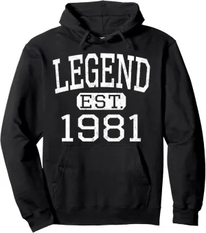 Legend Established 1981 Vintage Style Born 1981 Birthday Pullover Hoodie