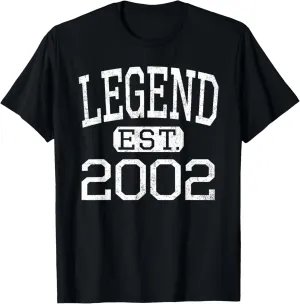 Legend Established 2002 Vintage Style Born 2002 Birthday T-Shirt