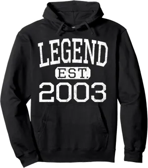 Legend Established 2003 Vintage Style Born 2003 Birthday Pullover Hoodie