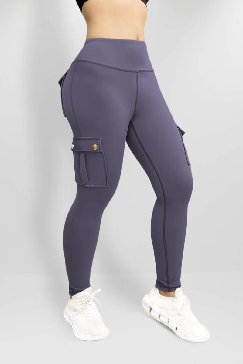 Leggings for Women Workout Cargo Pants Butt Lifting Leggings High Waist Tummy Control Yoga Legging with Flap Pockets
