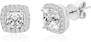 LESA MICHELE Women's Earrings - 925 Sterling Sliver Art Deco Bridal Wedding Halo Crystal Stud Earrings