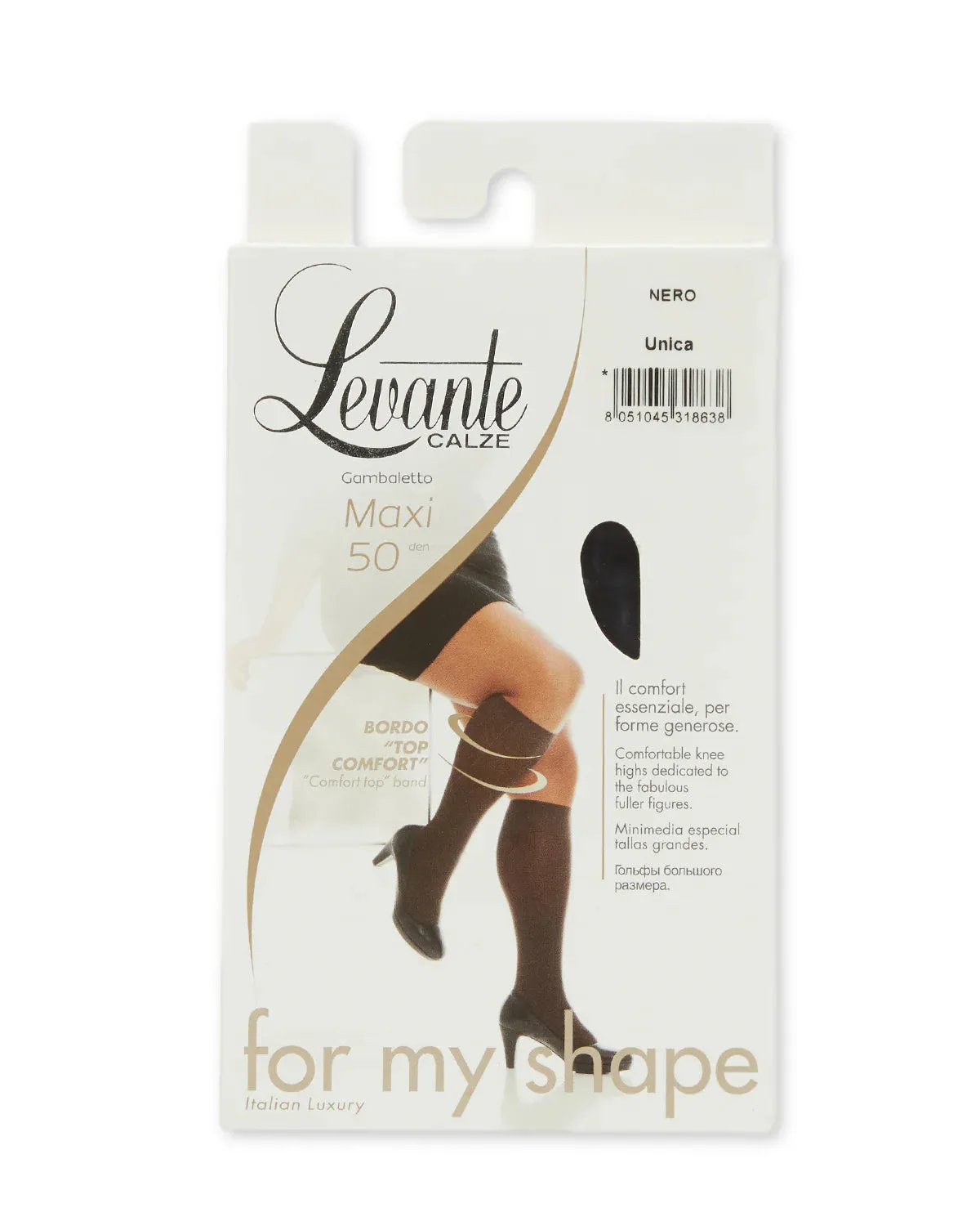 Levante Womens Levante Plus Size Opaque Knee Highs - Maxi50 kh