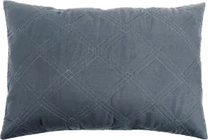 Levtex Home - 100% Linen Front/100% Cotton Back - Standard Quilted Sham - Washed Linen - Denim Blue - Sham Size (26 x 20in.)