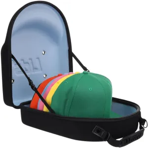 Lids Hat Travel Case – Baseball Cap Carrier for 6 Hats, Durable Black Exterior with Light Blue Interior, Storage with Handle & Adjustable Shoulder Strap, Hard Hat Organizer for Travel & Closet