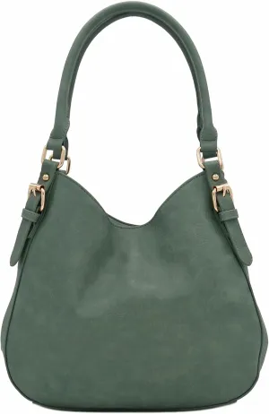 Lightweight 3 Compartment Faux Leather Medium Hobo Bag