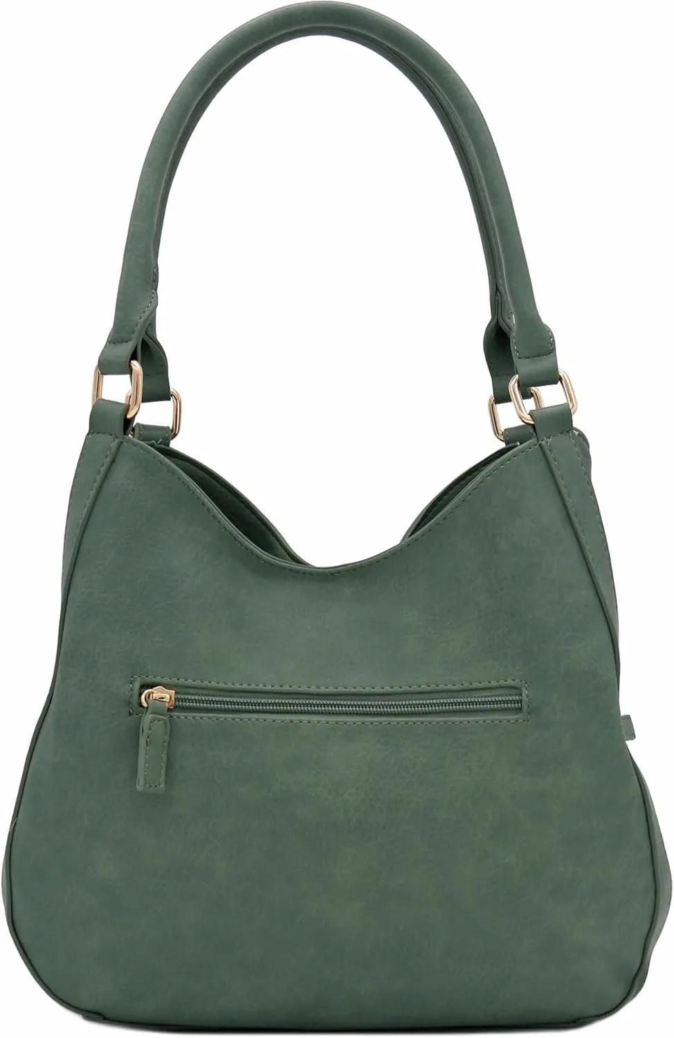Lightweight 3 Compartment Faux Leather Medium Hobo Bag
