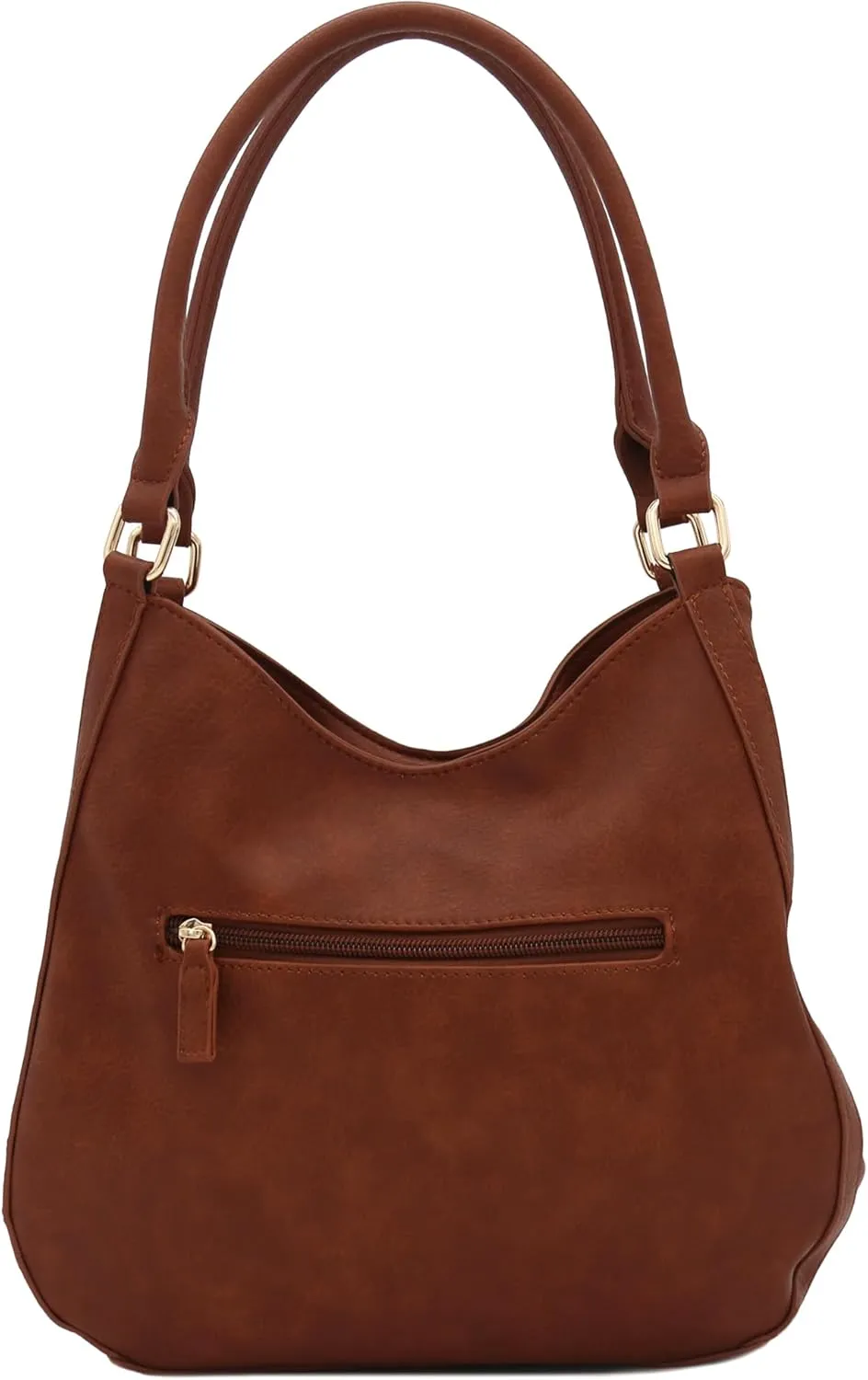 Lightweight 3 Compartment Faux Leather Medium Hobo Bag