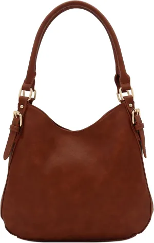 Lightweight 3 Compartment Faux Leather Medium Hobo Bag