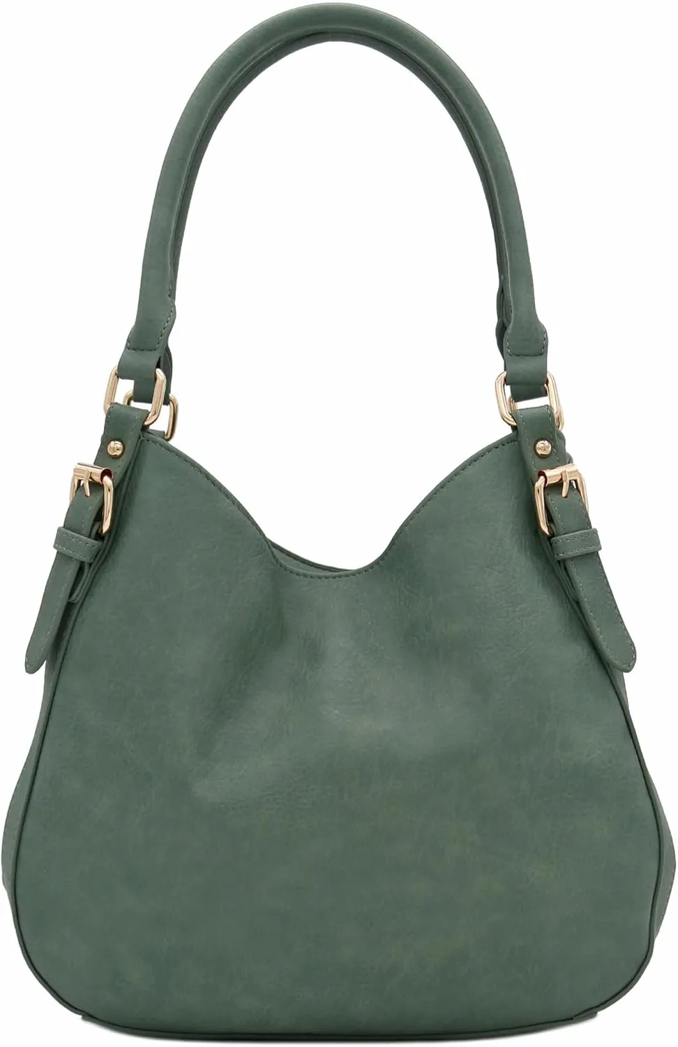Lightweight 3 Compartment Faux Leather Medium Hobo Bag