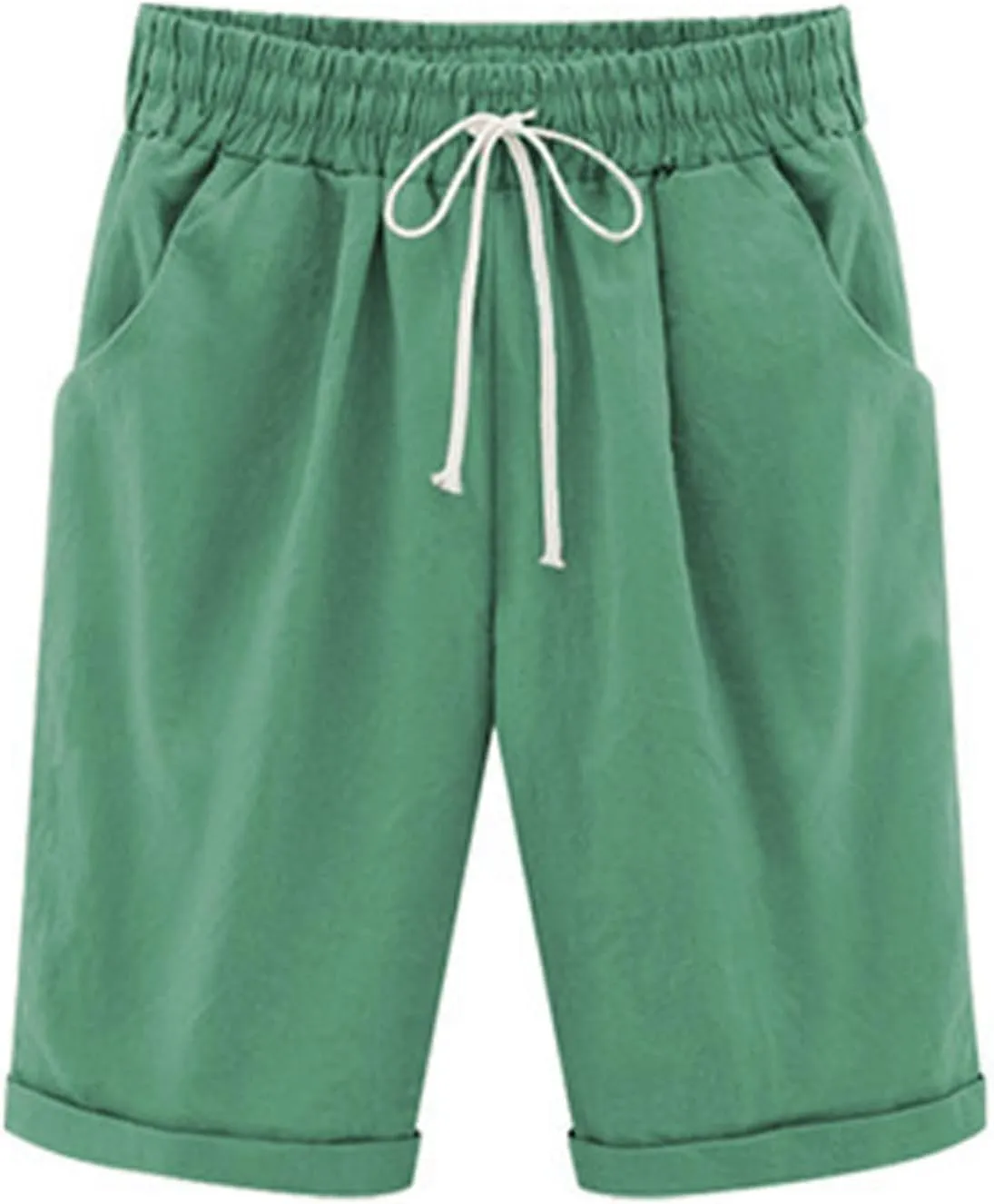 Linen Bermuda Shorts for Women Summer High Waisted Dressy Casual Pleated Wide Leg Summer Shorts with Pockets