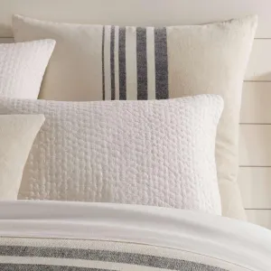 Linen Chenille Stripe Duvet Sham, Euro Size, Neutral/Black Stripe Pattern