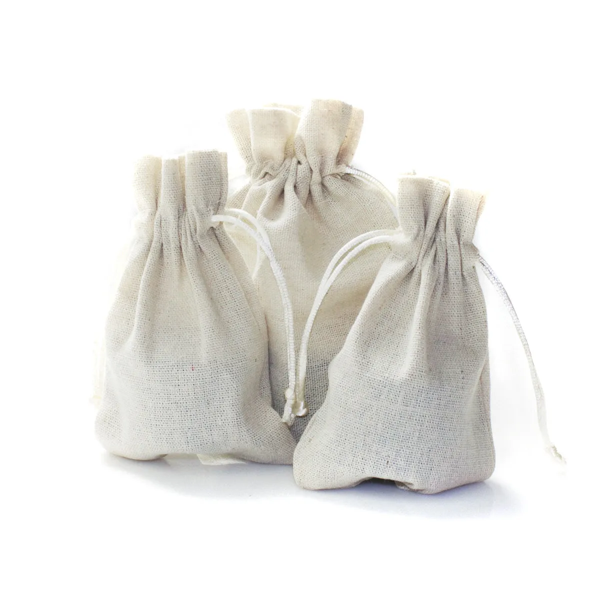 Linen Drawstring Bags With Nylon Cords (25 Pack)