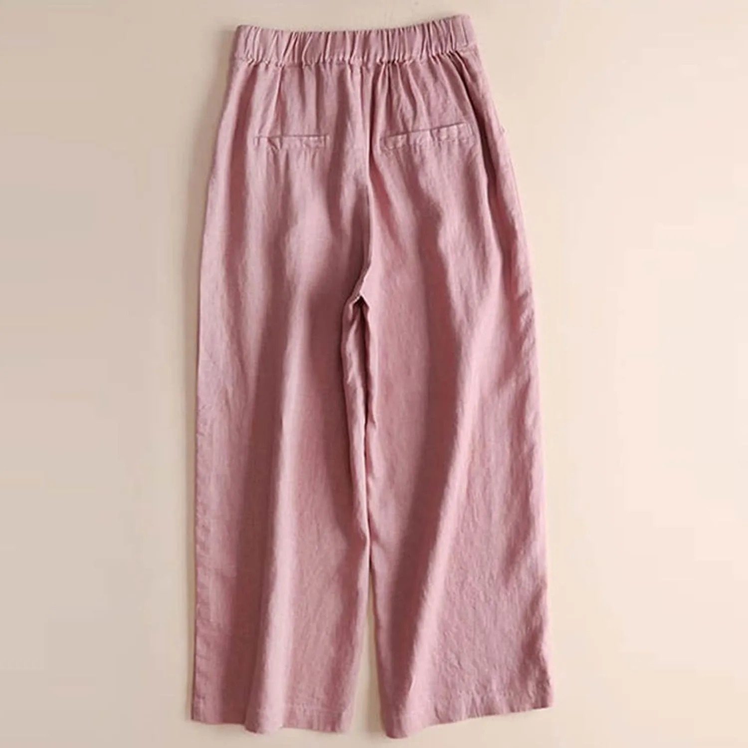 Linen Pants Women Casual Solid 2025 Palazzo High Waisted Lantern Pants with Pocket Comfy Flowy Beach Summer Trousers
