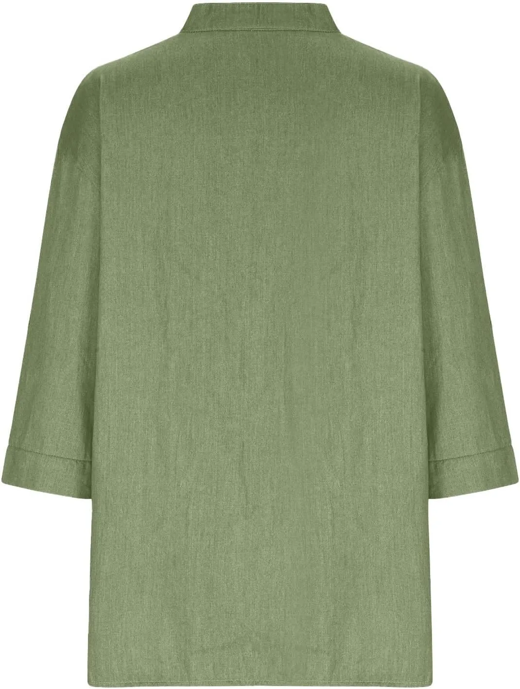 Linen Shirts for Women 3/4 Roll Up Sleeve Casual Loose Fit Button Down Boyfriend Blouses Beach Vacation Tunic Tops