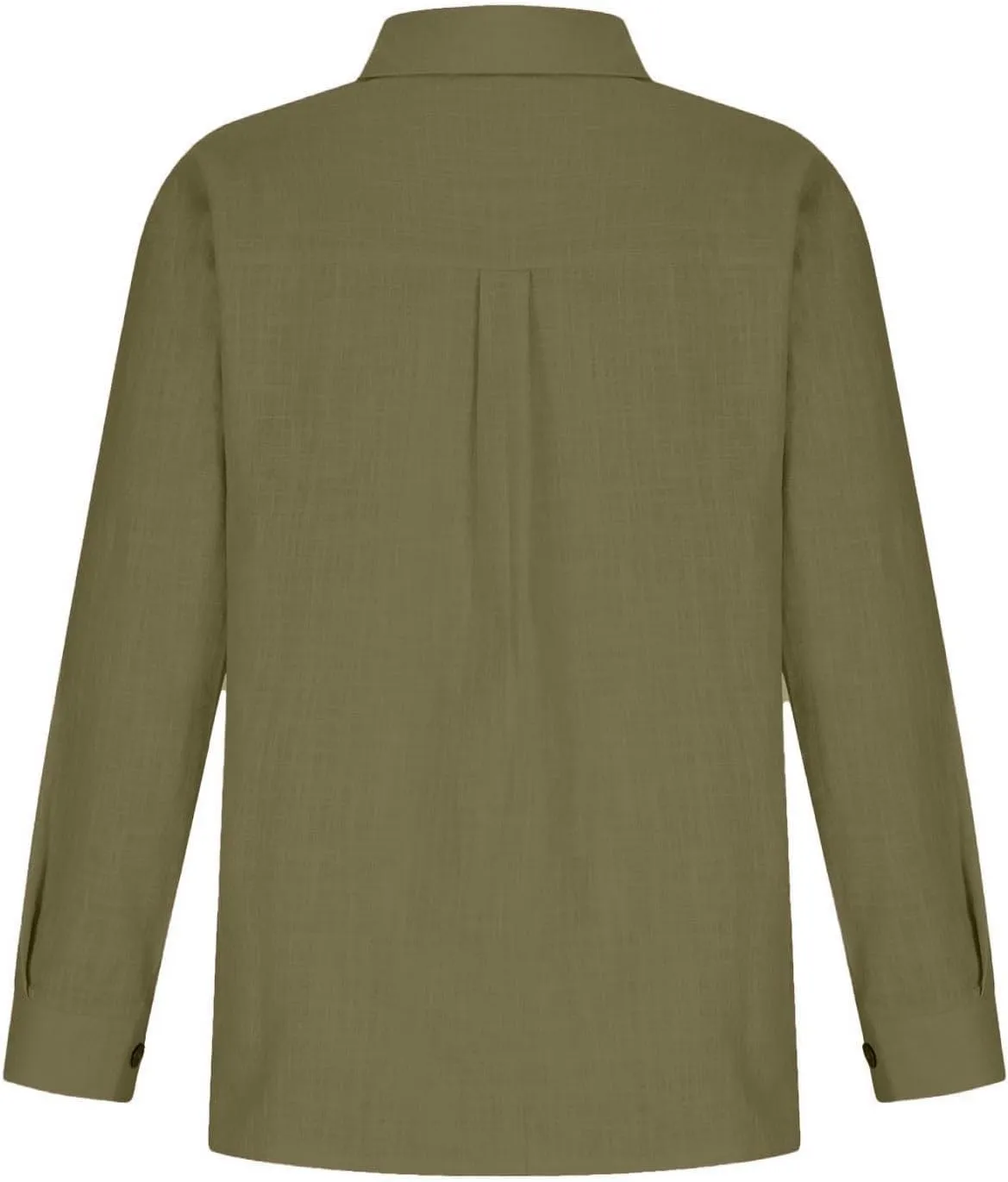 Linen Shirts for Women Plus Size Button Down Cotton Gauze Tops Casual Tees Roll Up Long Sleeve Lapel Collar Blouses