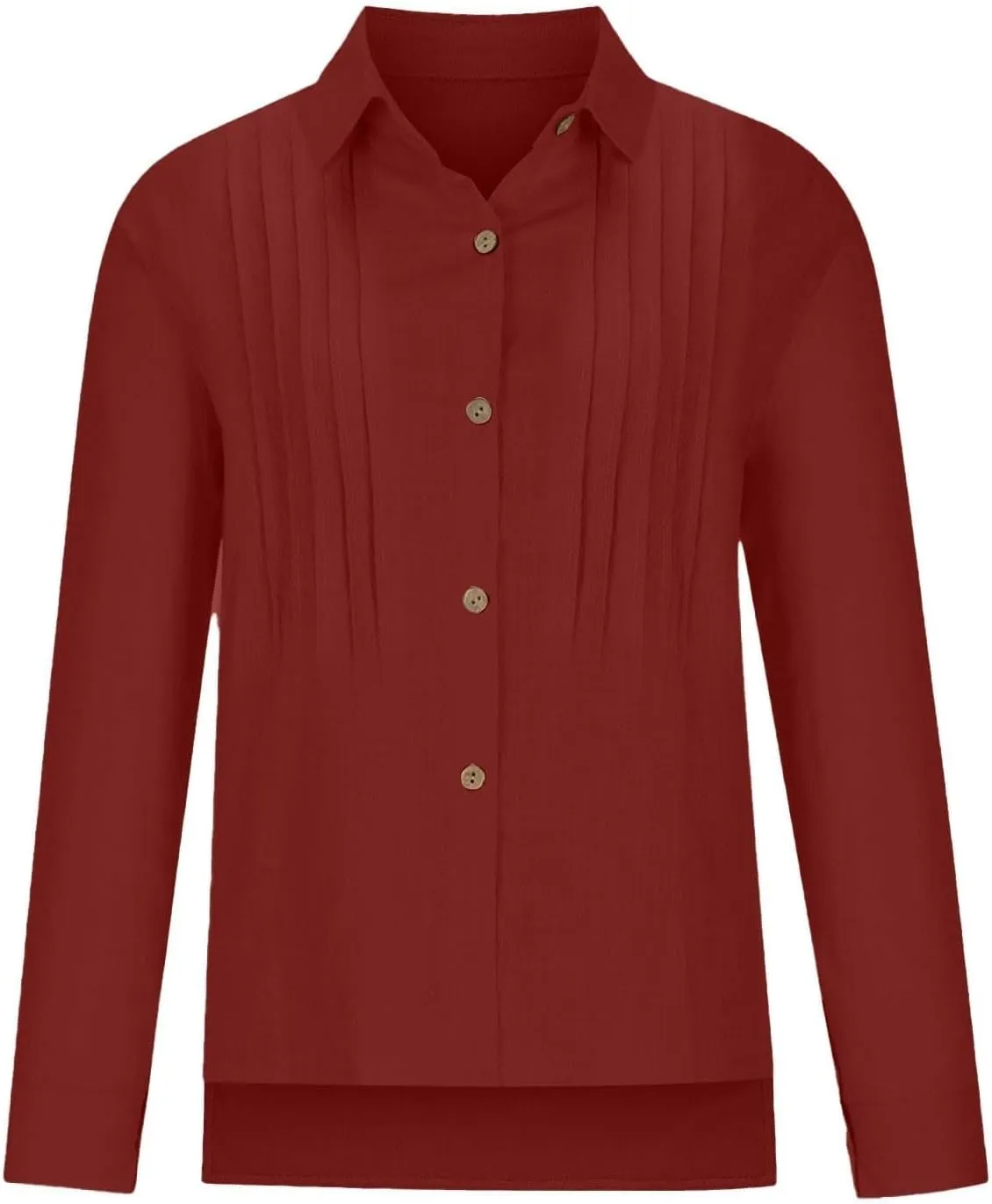 Linen Shirts for Women Plus Size Button Down Cotton Gauze Tops Casual Tees Roll Up Long Sleeve Lapel Collar Blouses