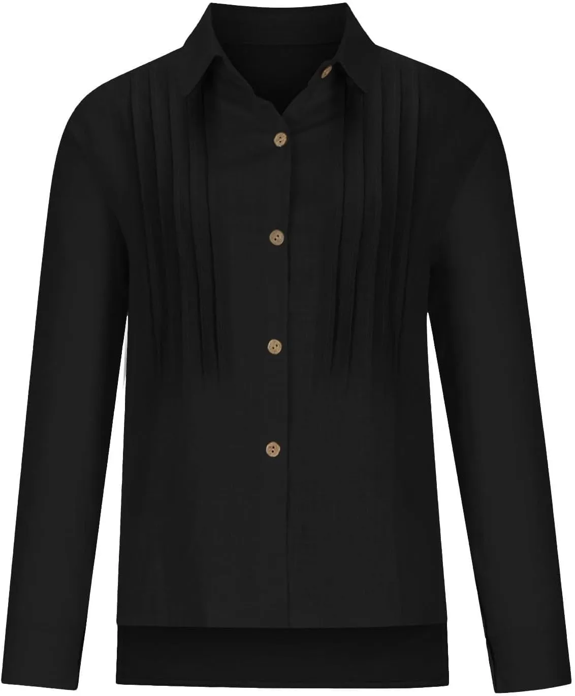 Linen Shirts for Women Plus Size Button Down Cotton Gauze Tops Casual Tees Roll Up Long Sleeve Lapel Collar Blouses