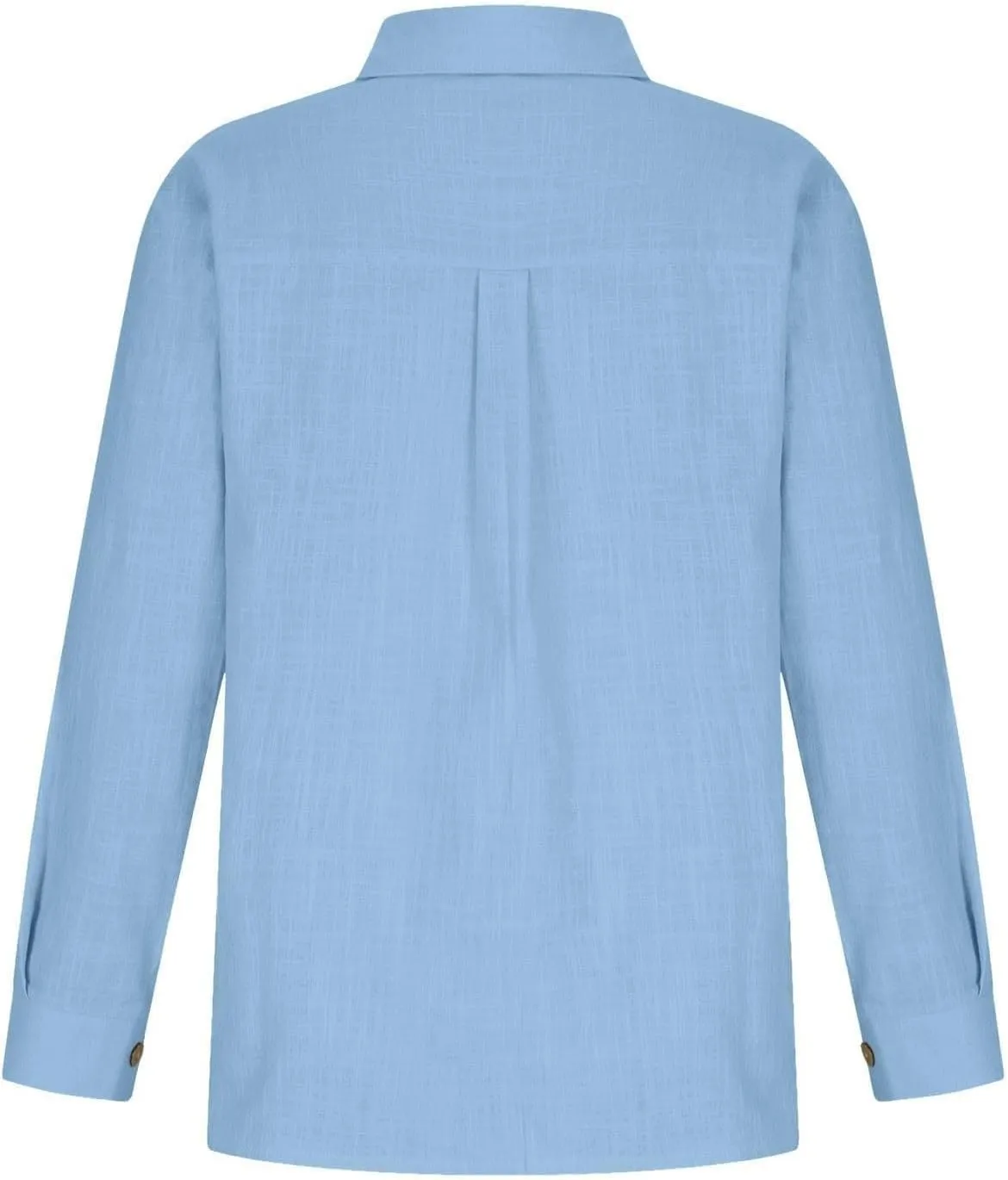 Linen Shirts for Women Plus Size Button Down Cotton Gauze Tops Casual Tees Roll Up Long Sleeve Lapel Collar Blouses