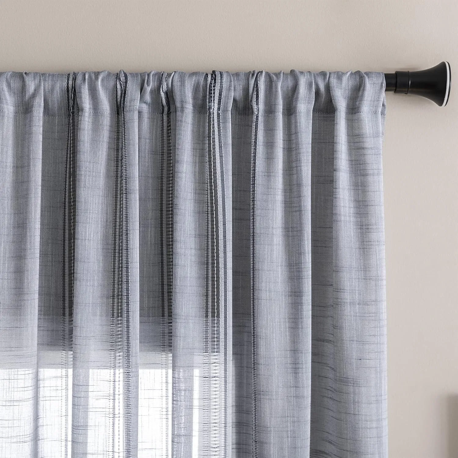 Linen Textured Semi Sheer Curtains for Living Room,Natural Privacy Window Drapes Pair for Office Bedroom,2 Panels,52" W x 84" L,Grey