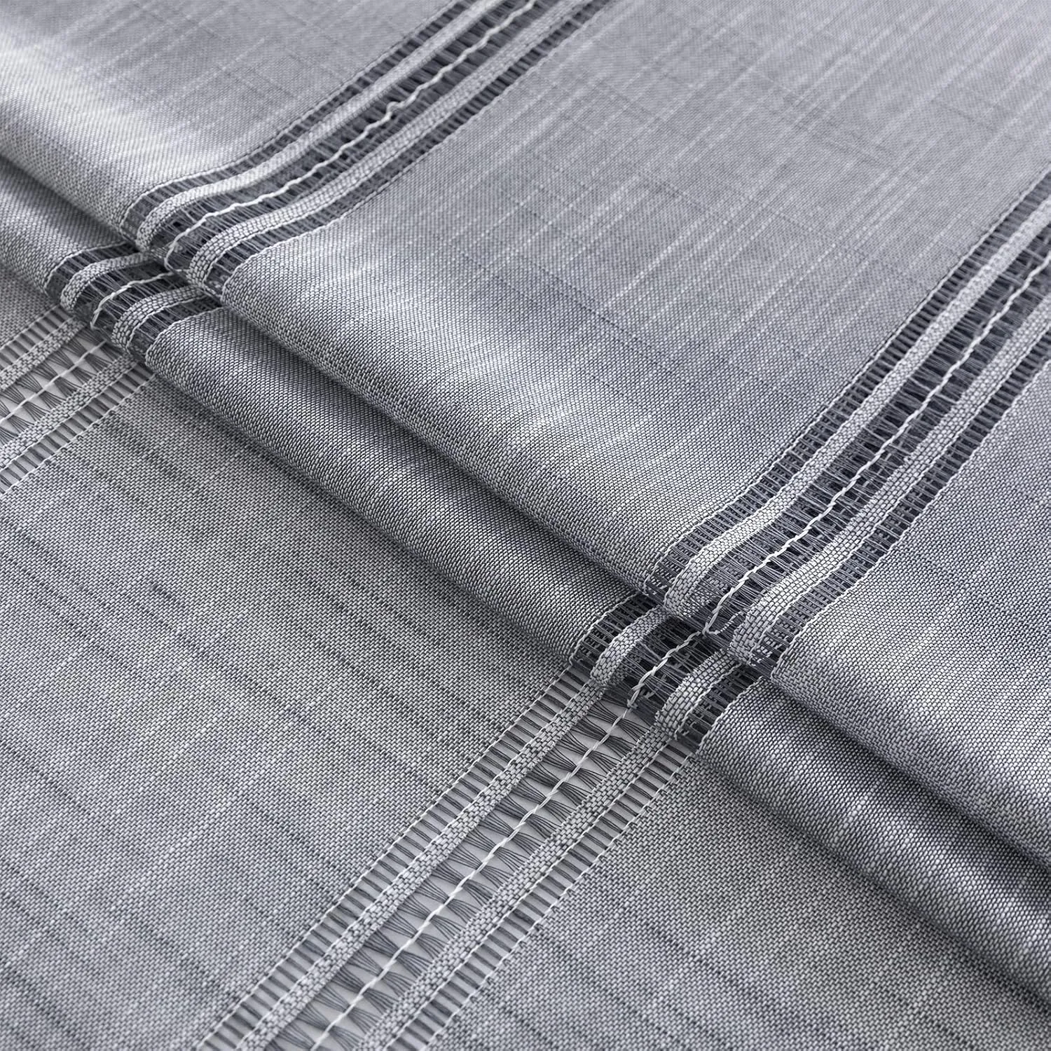 Linen Textured Semi Sheer Curtains for Living Room,Natural Privacy Window Drapes Pair for Office Bedroom,2 Panels,52" W x 84" L,Grey