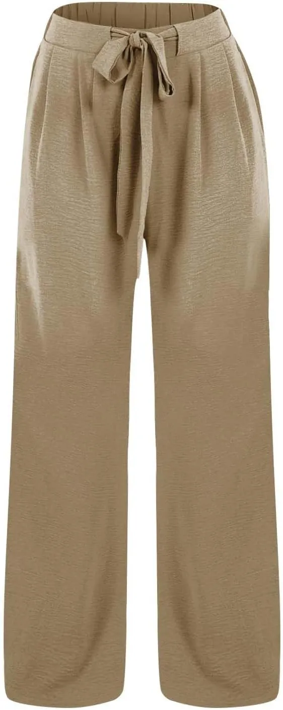Linen Wide Leg Pants for Women Flowy High Waisted Business Work Dress Pant Casual 2025 Summer Beach Vacation Pants