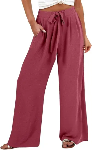 Linen Wide Leg Pants for Women Flowy High Waisted Business Work Dress Pant Casual 2025 Summer Beach Vacation Pants