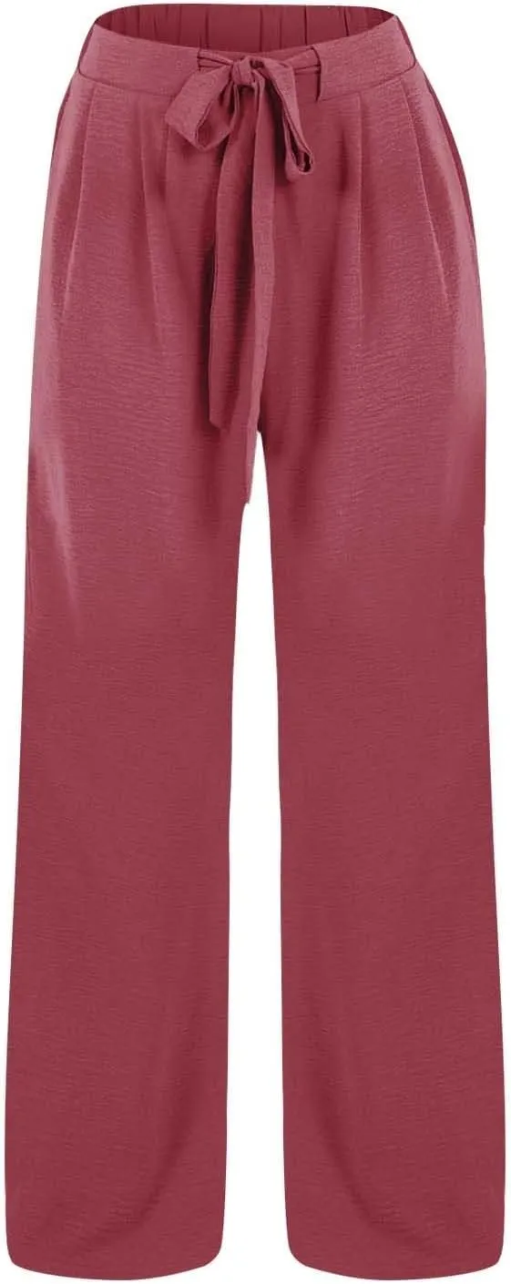 Linen Wide Leg Pants for Women Flowy High Waisted Business Work Dress Pant Casual 2025 Summer Beach Vacation Pants