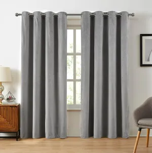 LinenZone Velvet Curtains with Elegant Embossed Design. 96 Inch Velvet Gray Curtains are Perfect as Bedroom Curtains, Room Darkening Curtains or Privacy Curtain Panels. (Verona 54 x 96 Silver)
