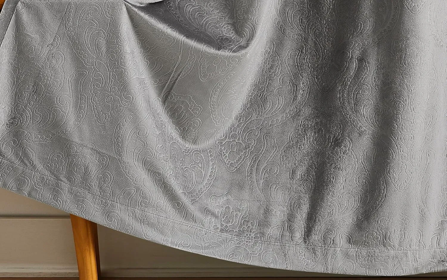 LinenZone Velvet Curtains with Elegant Embossed Design. 96 Inch Velvet Gray Curtains are Perfect as Bedroom Curtains, Room Darkening Curtains or Privacy Curtain Panels. (Verona 54 x 96 Silver)