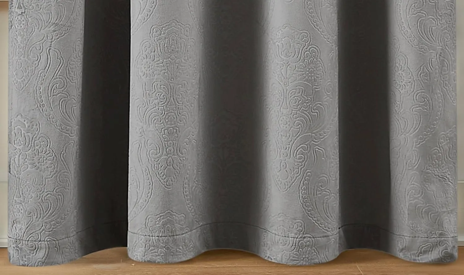 LinenZone Velvet Curtains with Elegant Embossed Design. 96 Inch Velvet Gray Curtains are Perfect as Bedroom Curtains, Room Darkening Curtains or Privacy Curtain Panels. (Verona 54 x 96 Silver)