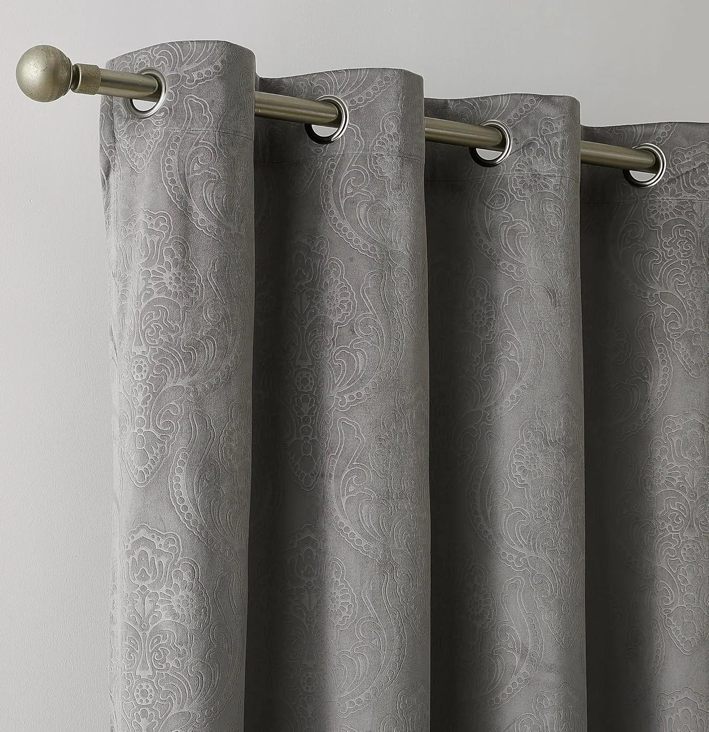 LinenZone Velvet Curtains with Elegant Embossed Design. 96 Inch Velvet Gray Curtains are Perfect as Bedroom Curtains, Room Darkening Curtains or Privacy Curtain Panels. (Verona 54 x 96 Silver)