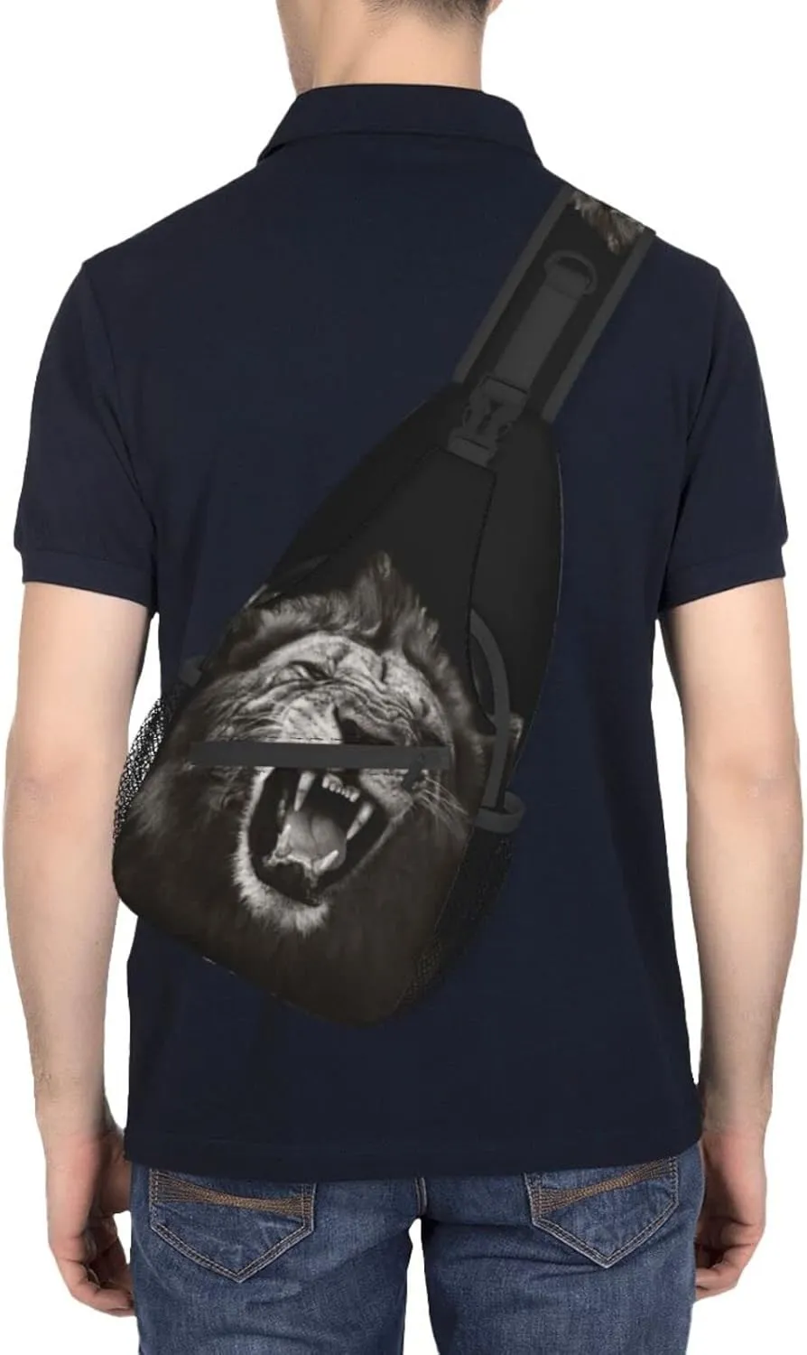 Lion Sling Bag Animal Crossbody Chest Daypack Casual Backpack Men Shoulder Bag For Travel Picnic