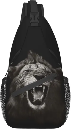 Lion Sling Bag Animal Crossbody Chest Daypack Casual Backpack Men Shoulder Bag For Travel Picnic