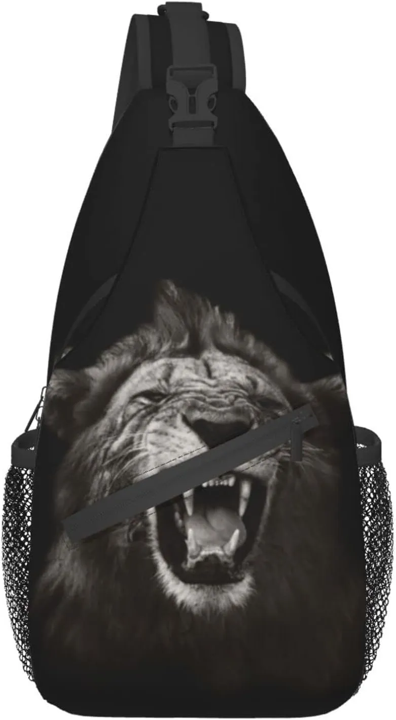 Lion Sling Bag Animal Crossbody Chest Daypack Casual Backpack Men Shoulder Bag For Travel Picnic