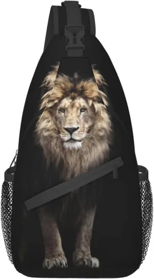 Lion Sling Bag Animal Crossbody Chest Daypack Casual Backpack Men Shoulder Bag For Travel Picnic
