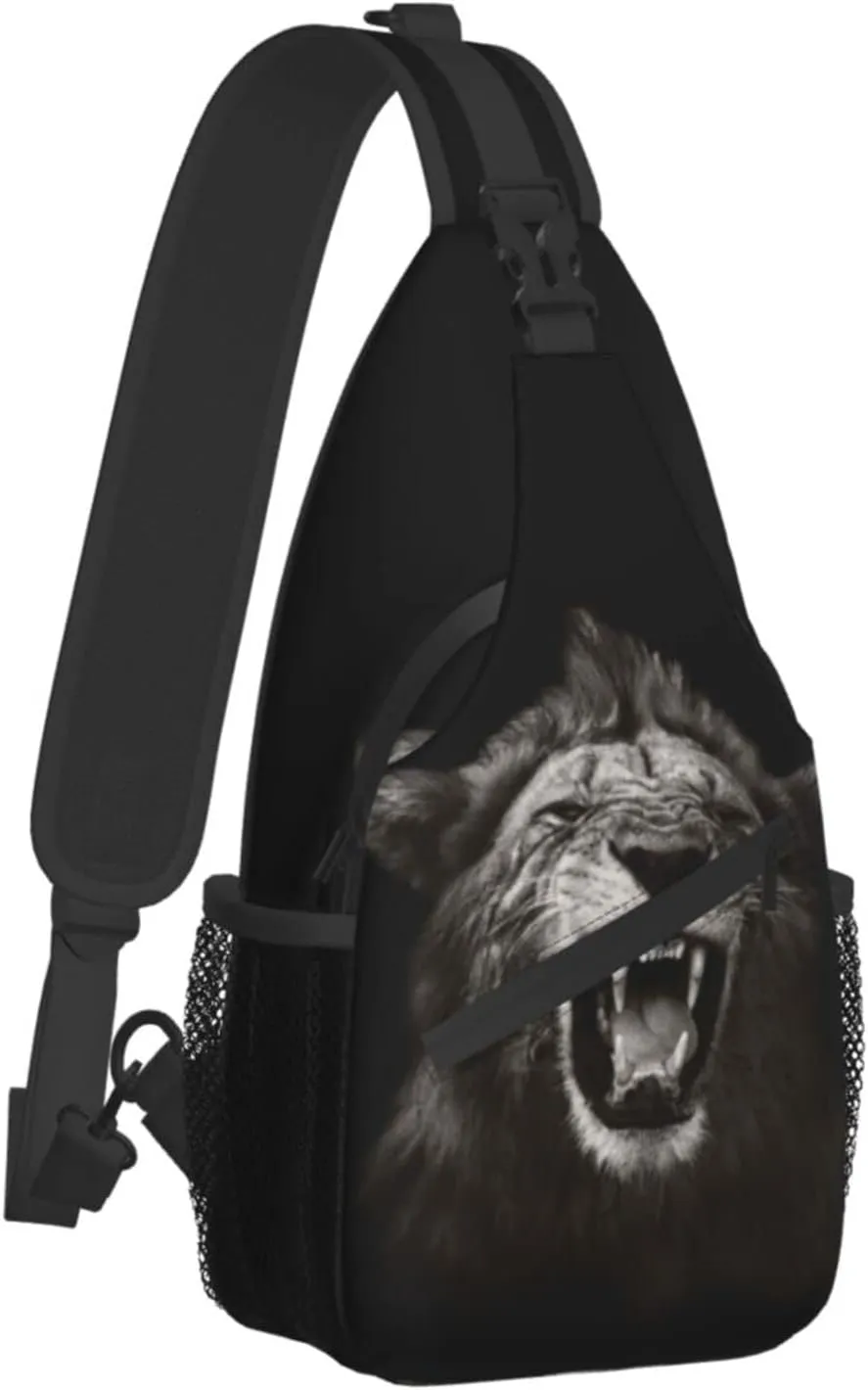 Lion Sling Bag Animal Crossbody Chest Daypack Casual Backpack Men Shoulder Bag For Travel Picnic
