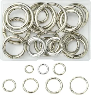 LiQunSweet 28 pcs 7 Styles Spring Gate Rings Zinc Alloy Clasps O Ring Trigger Carabiner Clasps for Necklace Bracelet Keychain Handbag Strap Jewelry Findings - 39×5mm