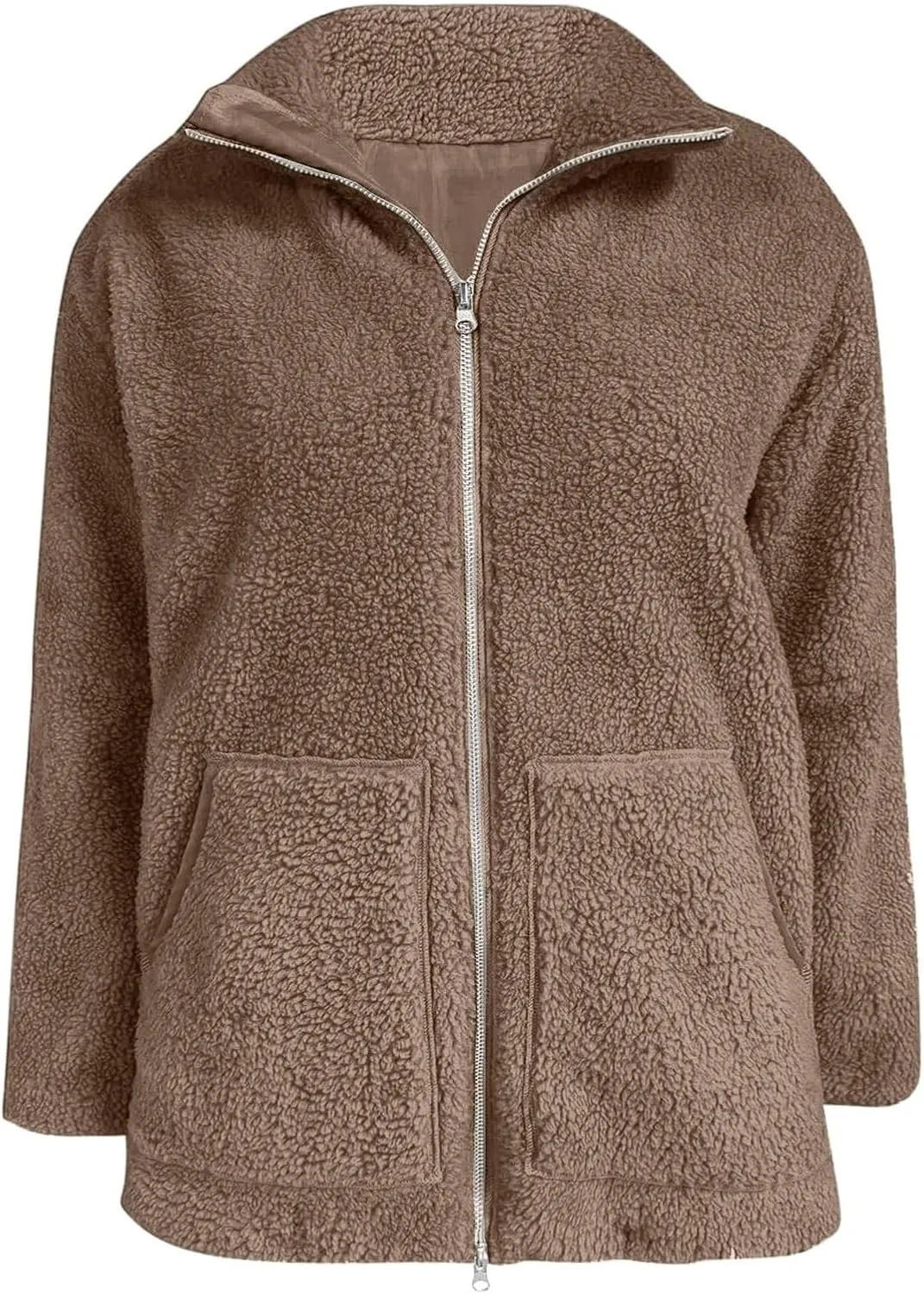 LIYUN Teddy Jacket Women's Winter Teddy Fleece Jacket Double Slider Zip Winter Jacket Leisure Outdoor Fleece Coat