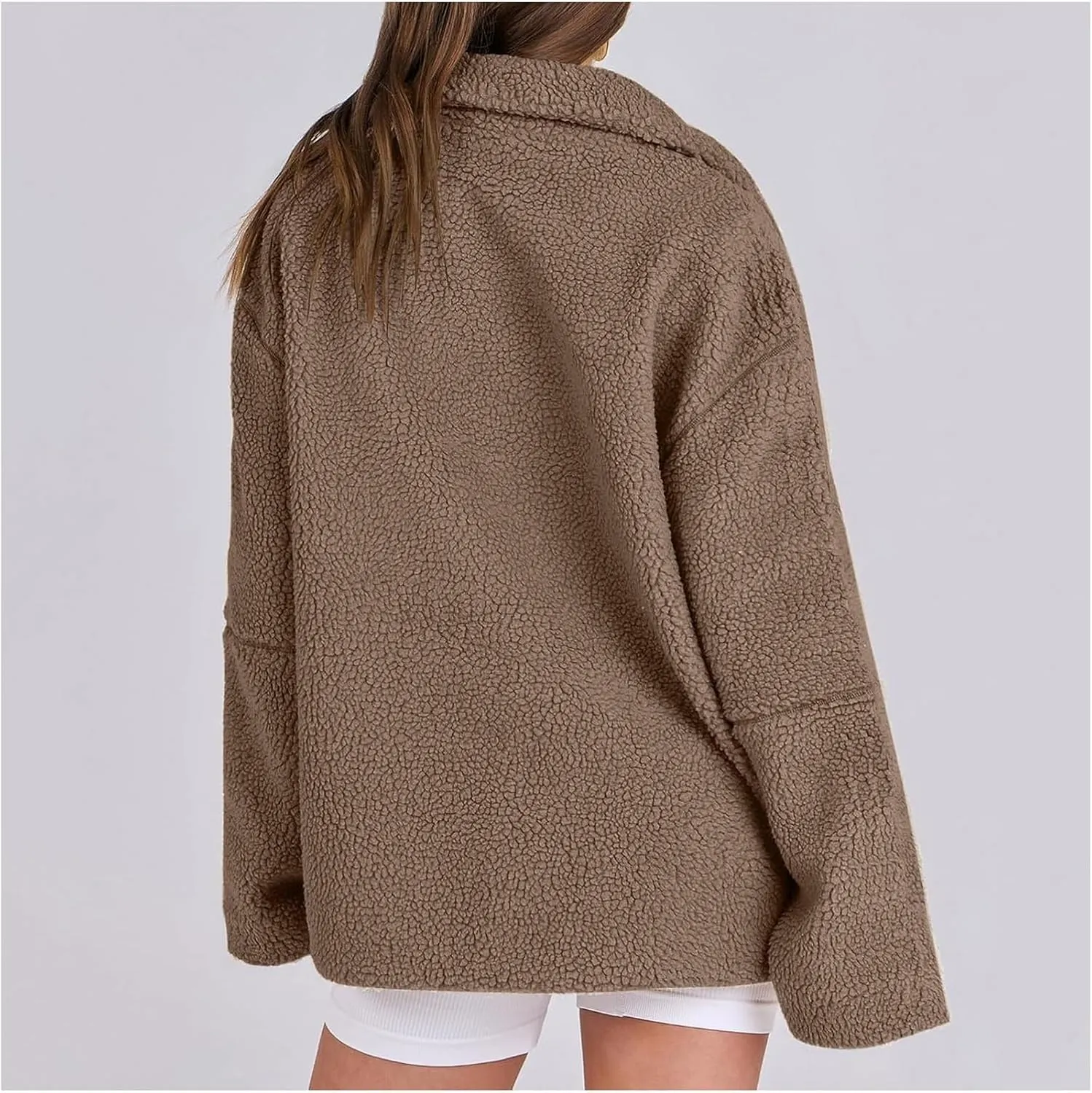 LIYUN Teddy Jacket Women's Winter Teddy Fleece Jacket Double Slider Zip Winter Jacket Leisure Outdoor Fleece Coat
