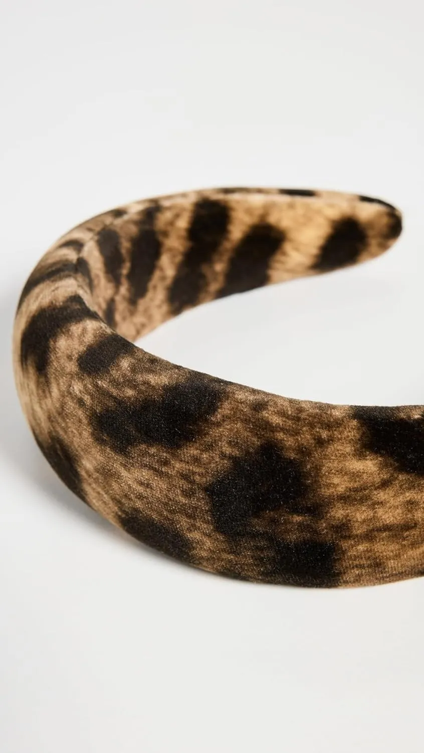 Loeffler Randall Women's Bellamy Velvet Oversized Headband, Leopard, Brown, Print, 1 Count